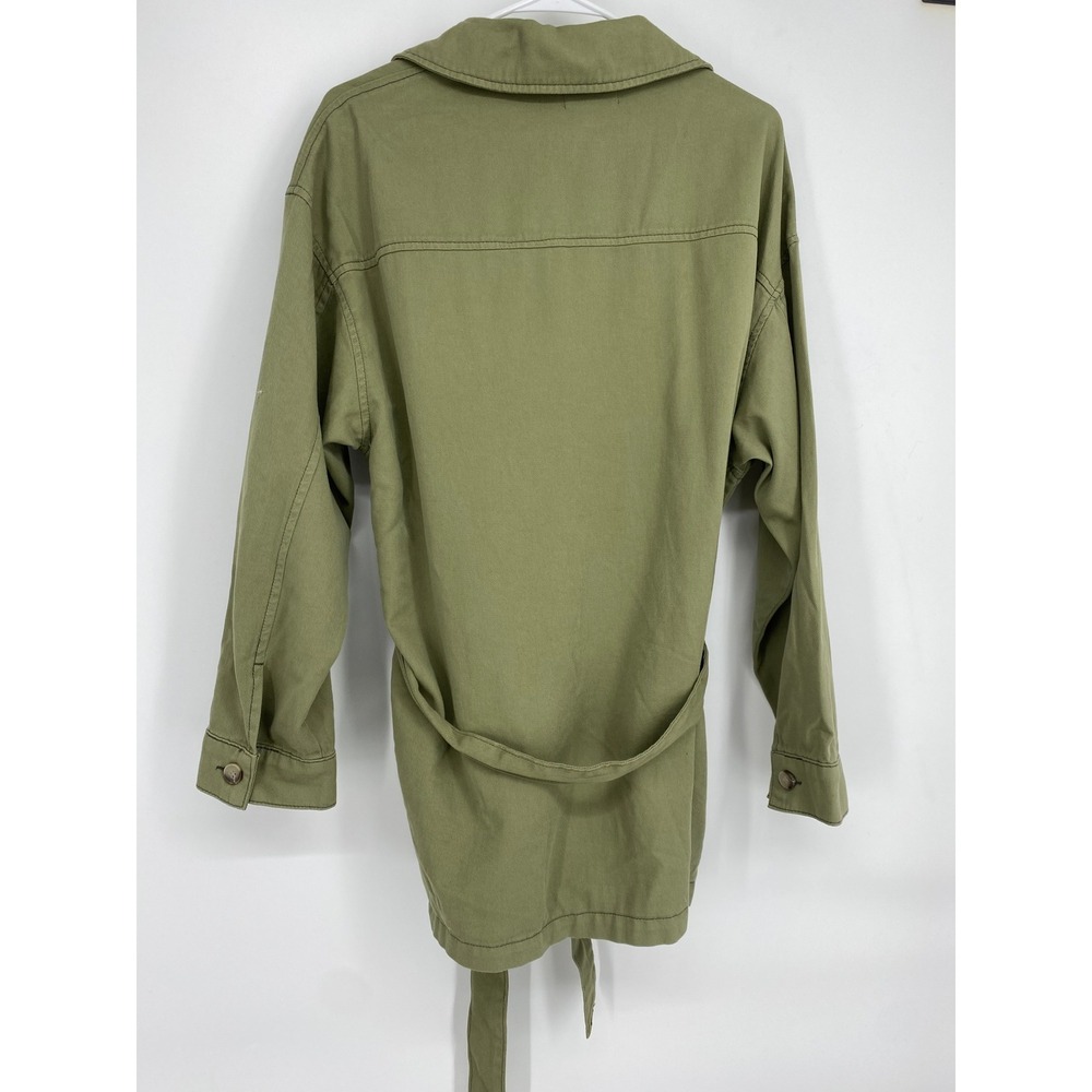 Topshop Womens‎ Olive Green Belted Shirt Jacket UK M US 8-10 Utility Pockets - Picture 6 of 8